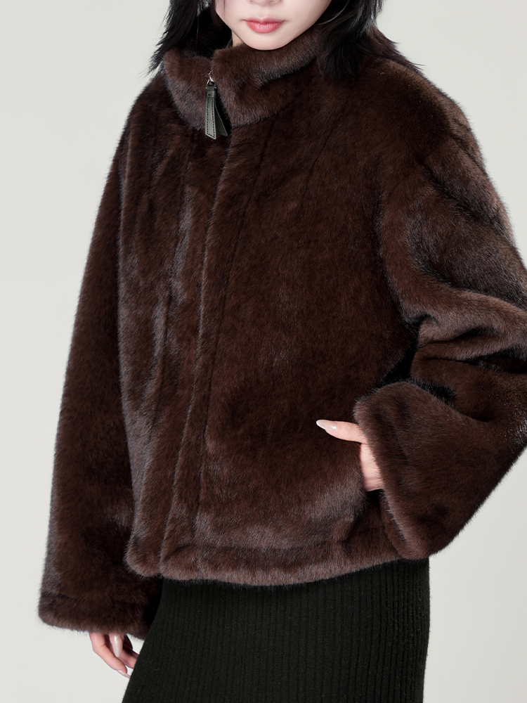 1326828 立领防水貂毛皮草