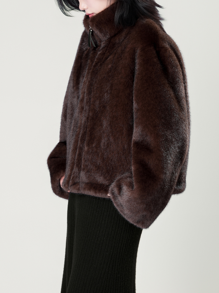 1326828 立领防水貂毛皮草