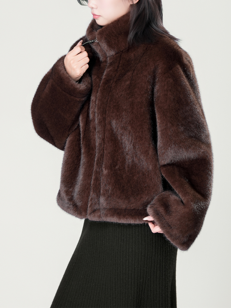 1326828 立领防水貂毛皮草