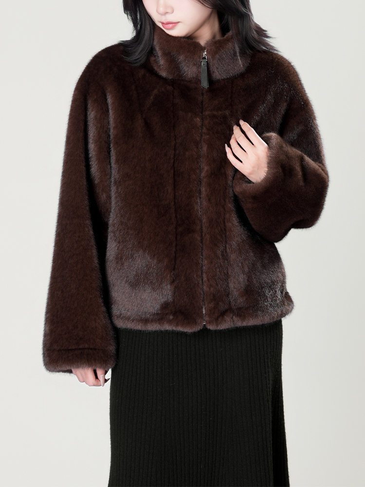 1326828 立领防水貂毛皮草