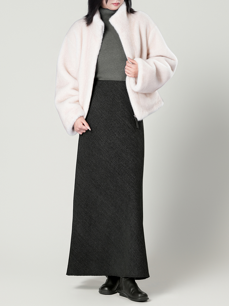 1326828 立领防水貂毛皮草