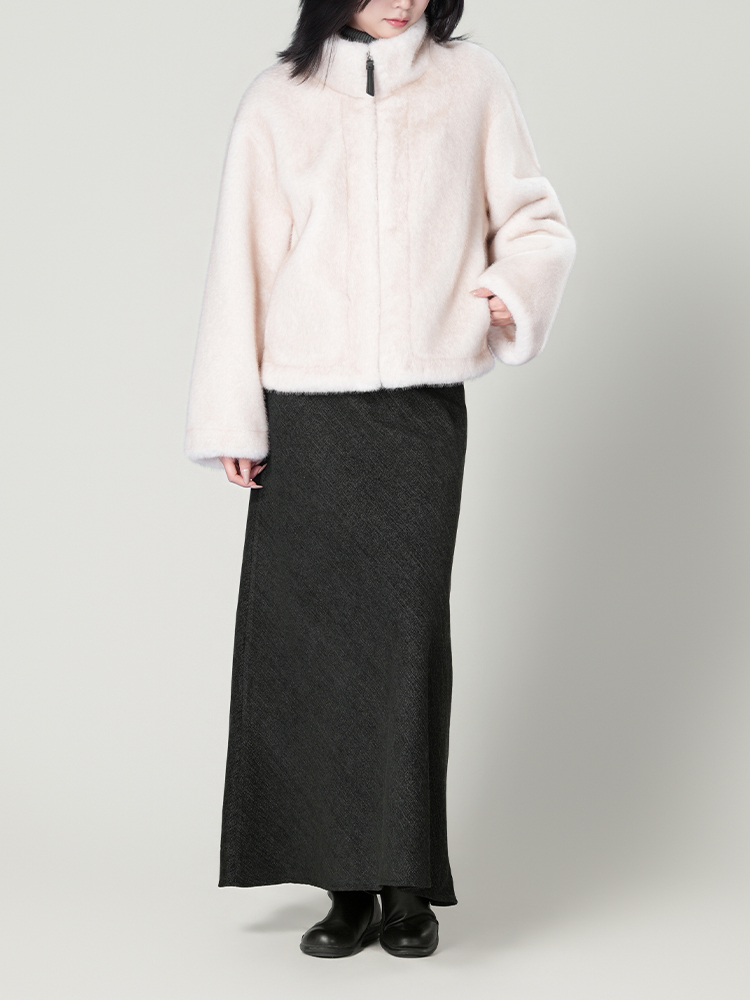 1326828 立领防水貂毛皮草