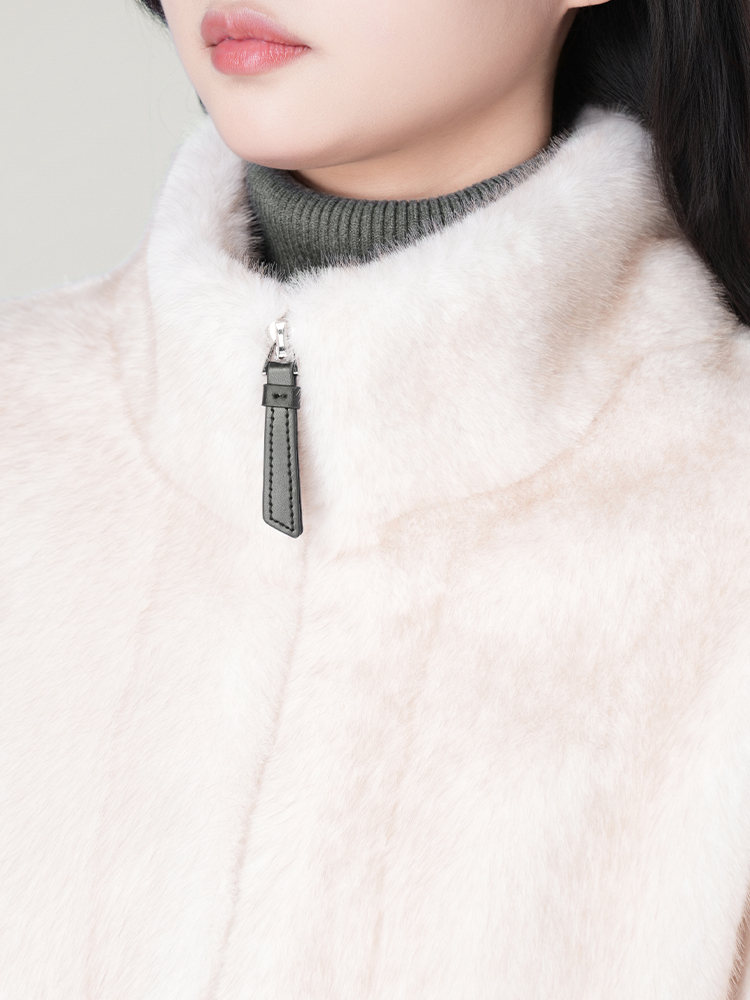 1326828 立领防水貂毛皮草