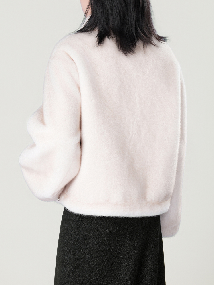 1326828 立领防水貂毛皮草