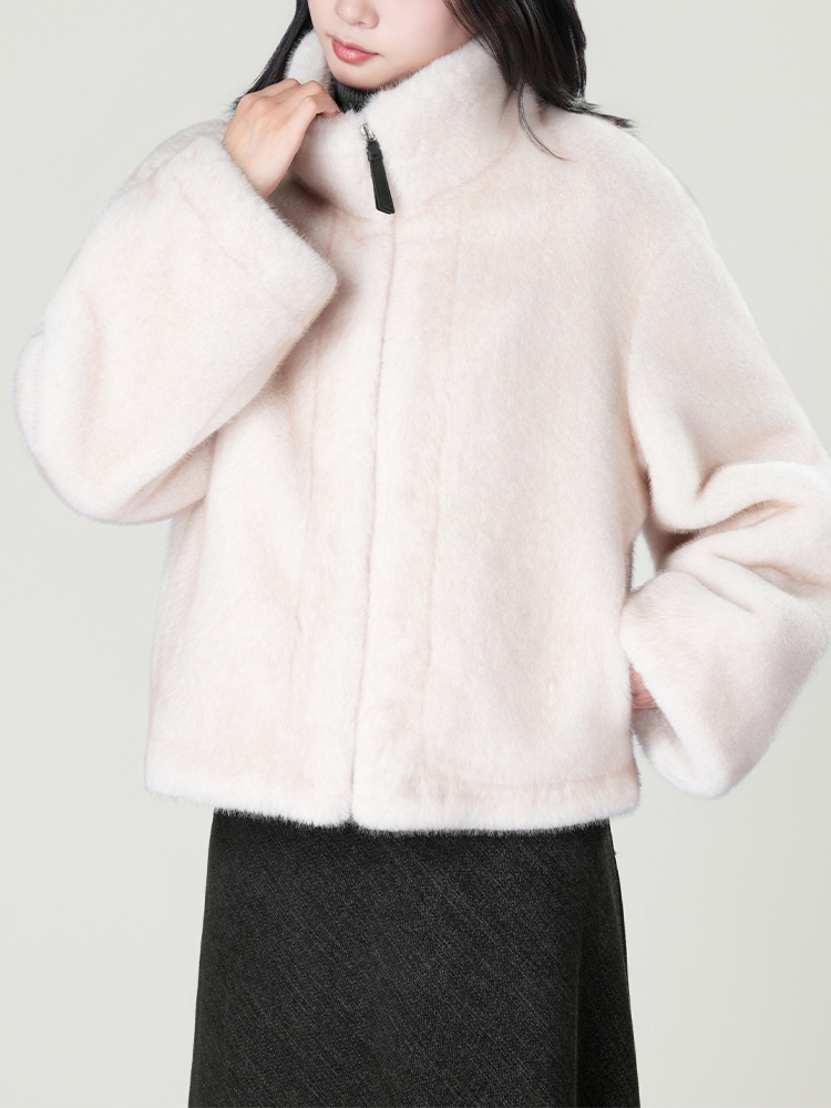 1326828 立领防水貂毛皮草