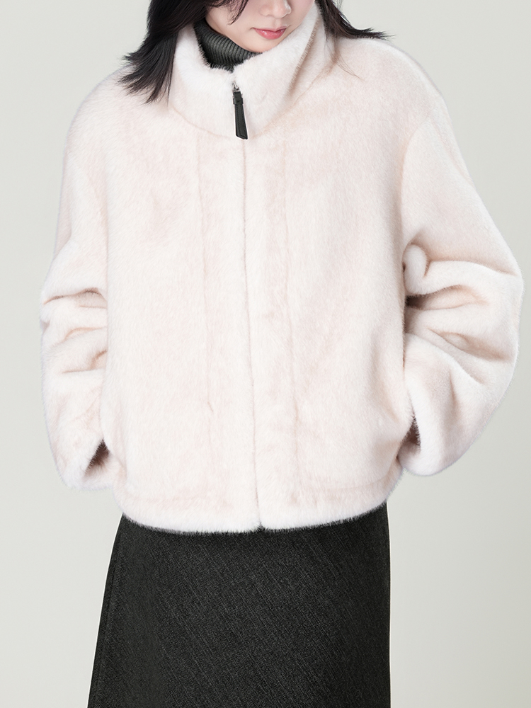 1326828 立领防水貂毛皮草