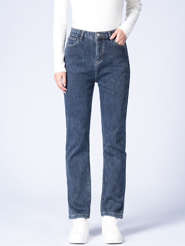 1323324 加绒高腰牛仔裤