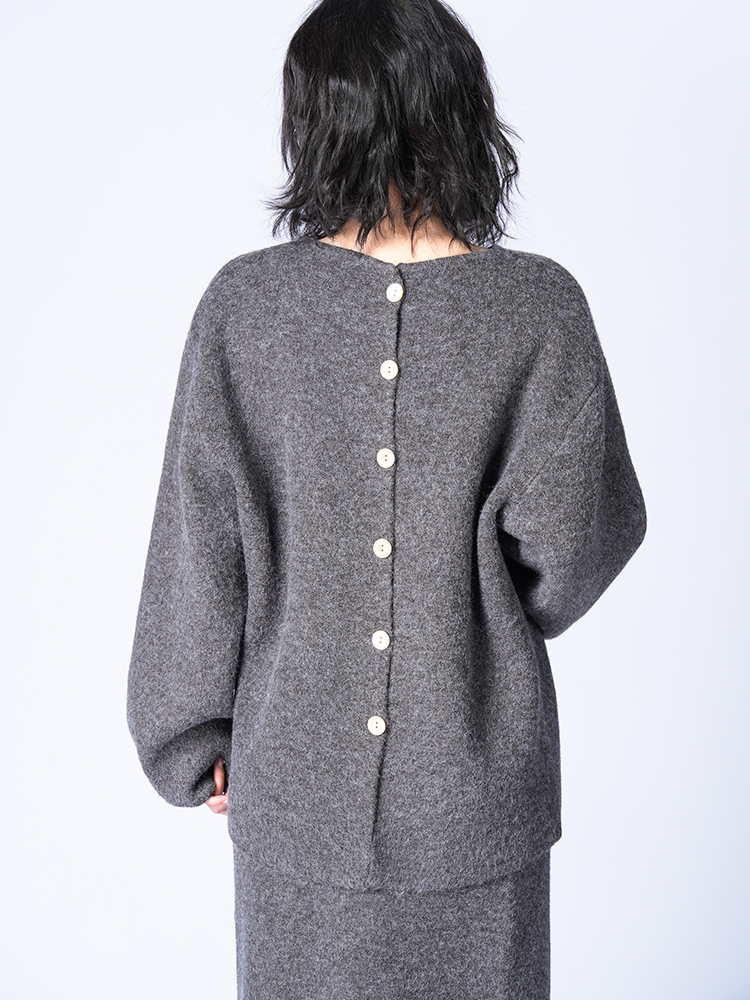 라운드 넥 니트 스커트 세트