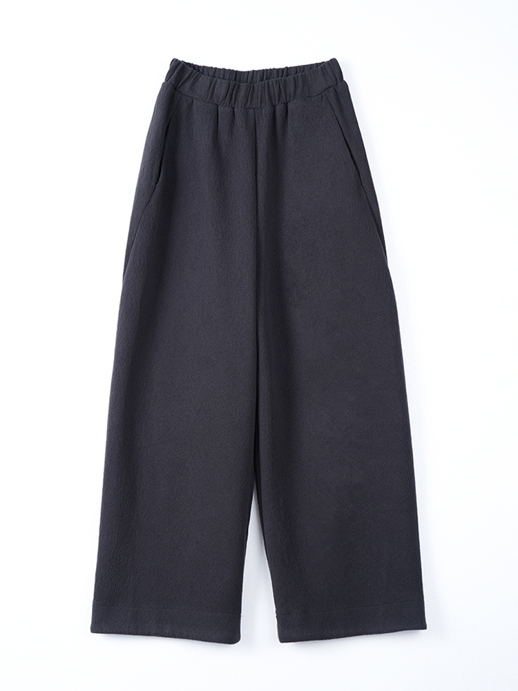 양모 뒷면 양털 하이 허리 와이드 바지
