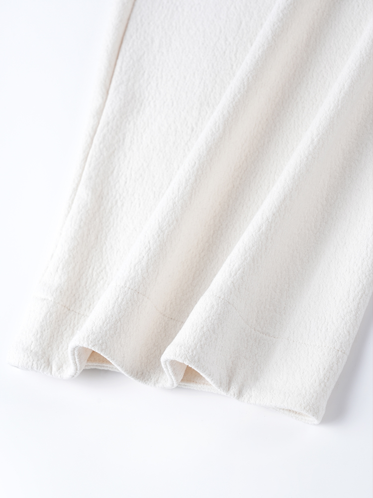 양모 뒷면 양털 하이 허리 와이드 바지