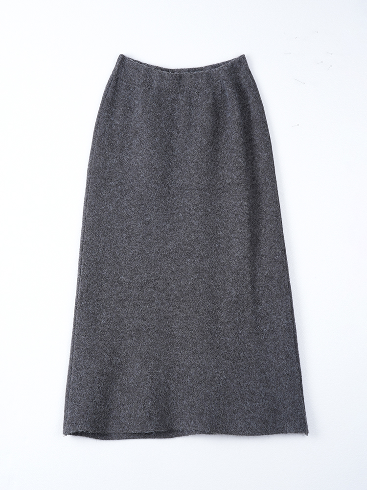 라운드 넥 니트 스커트 세트