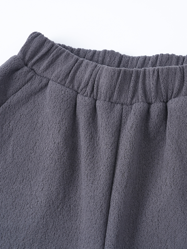 양모 뒷면 양털 하이 허리 와이드 바지