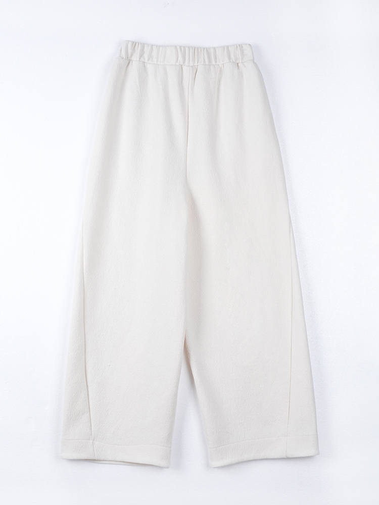 양모 뒷면 양털 하이 허리 와이드 바지