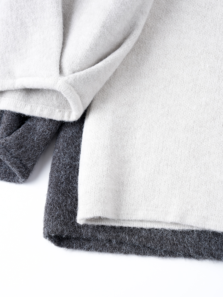 라운드 넥 니트 스커트 세트