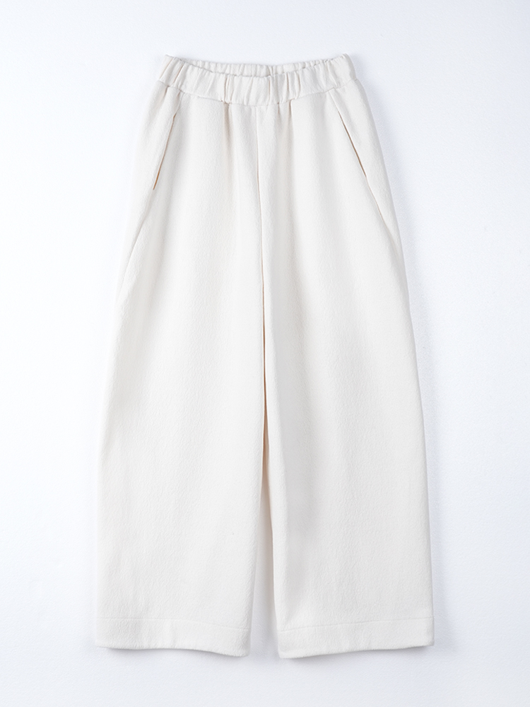 양모 뒷면 양털 하이 허리 와이드 바지