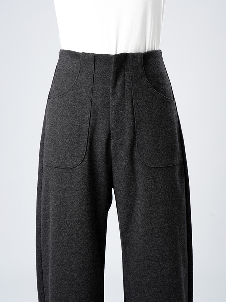 여성 가을 겨울 하이 웨스트 와이드 팬츠