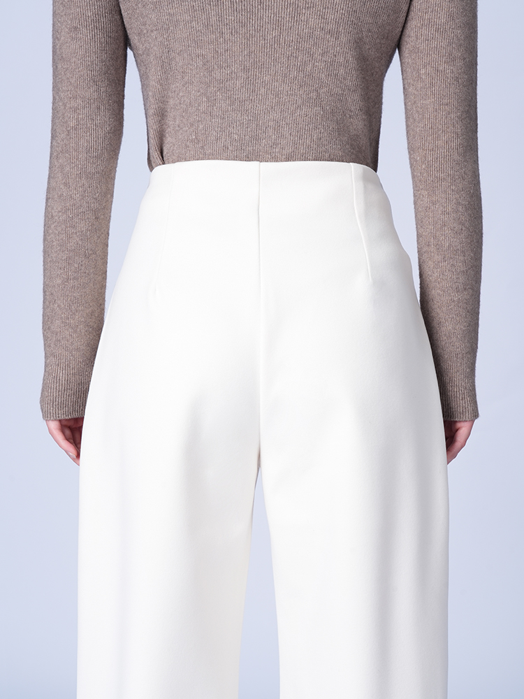 여성 가을 겨울 하이 웨스트 와이드 팬츠