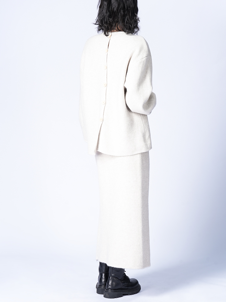 라운드 넥 니트 스커트 세트