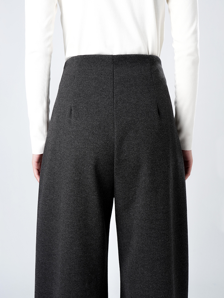 여성 가을 겨울 하이 웨스트 와이드 팬츠