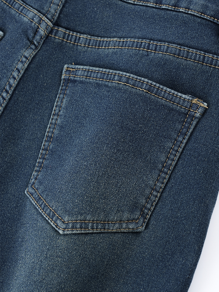 하이 웨스트 뒤 기모 와이드 데님 팬츠