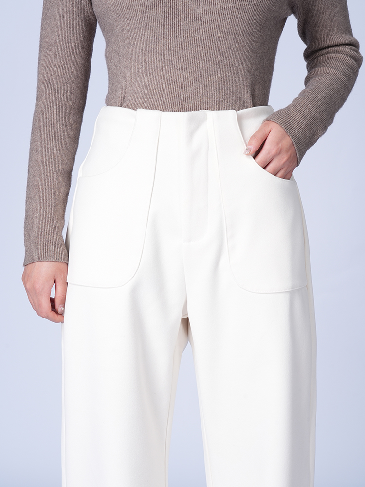 여성 가을 겨울 하이 웨스트 와이드 팬츠