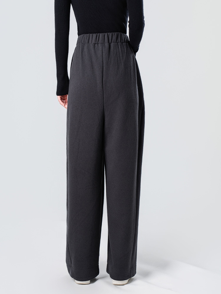 양모 뒷면 양털 하이 허리 와이드 바지