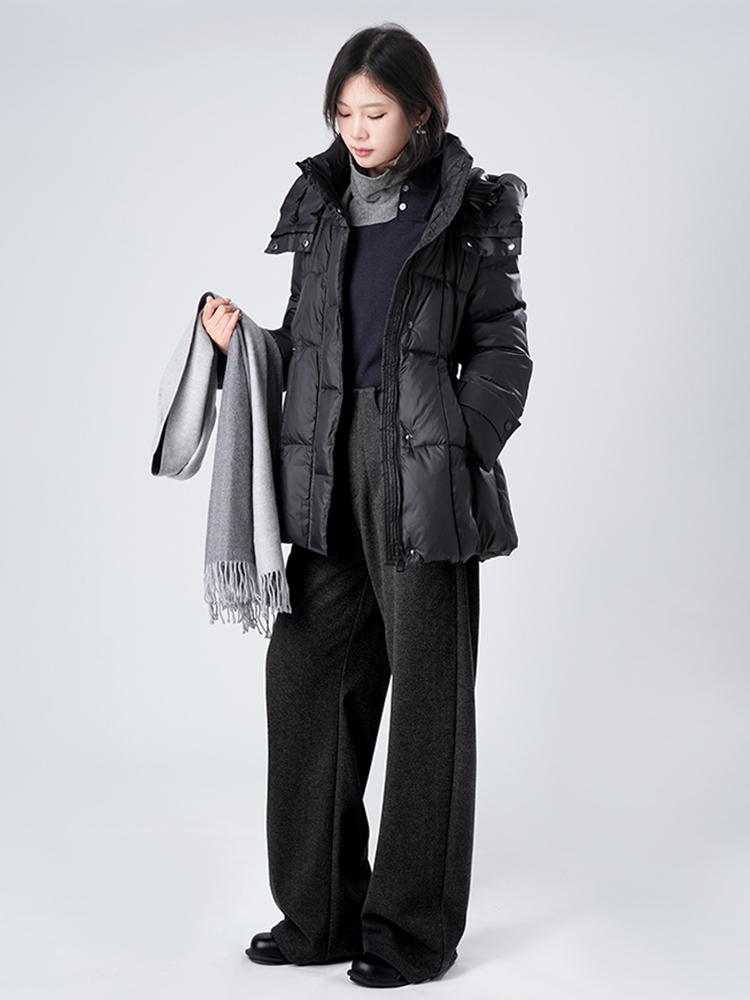 여성 가을 겨울 하이 웨스트 와이드 팬츠