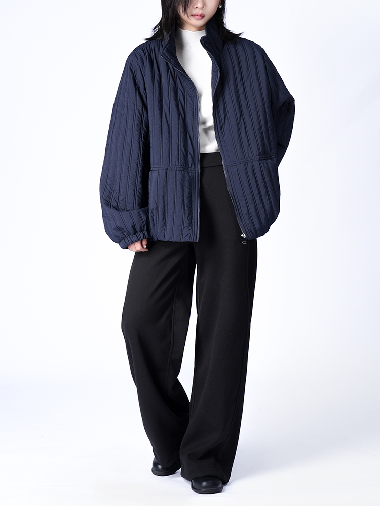 스탠드 컬러 면화 재킷