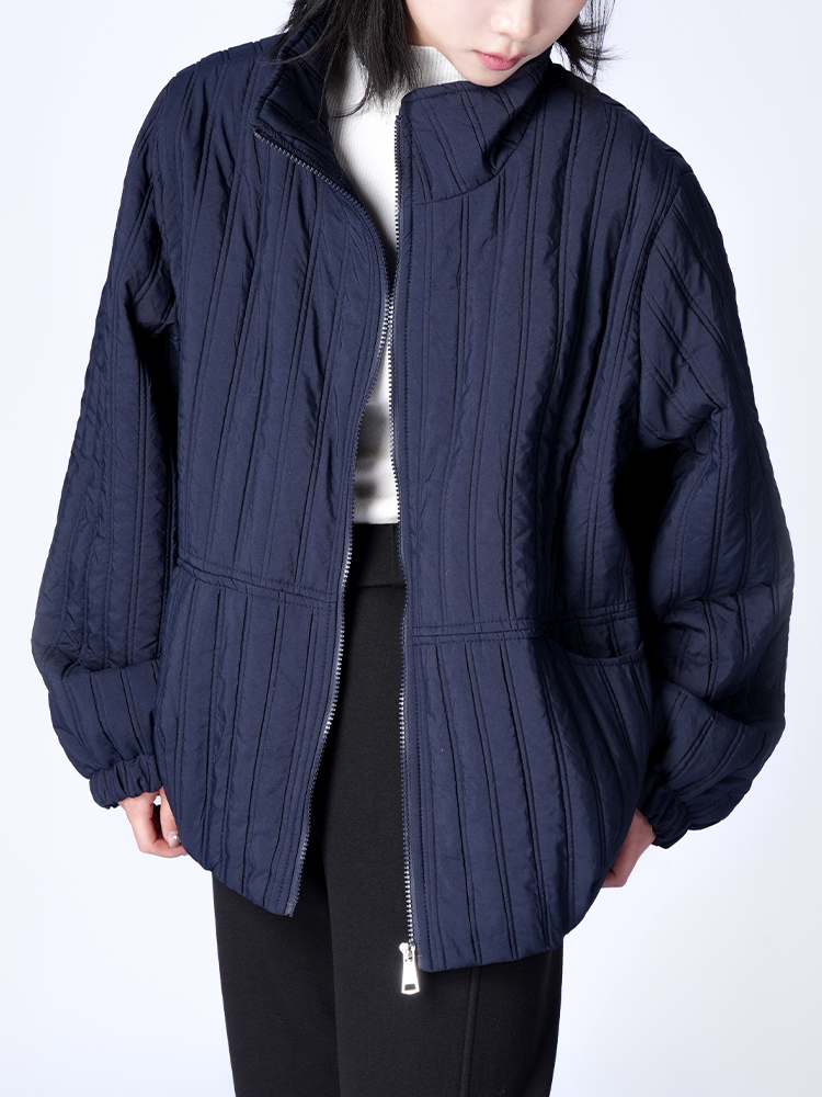 스탠드 컬러 면화 재킷