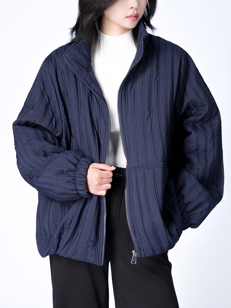 스탠드 컬러 면화 재킷