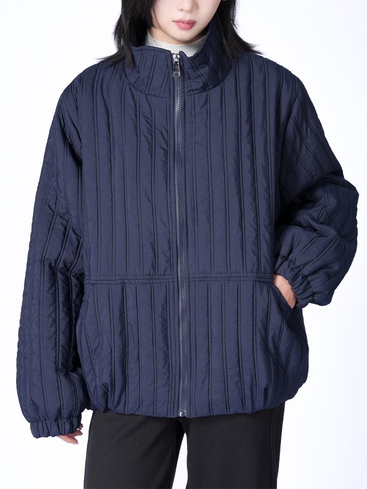 스탠드 컬러 면화 재킷