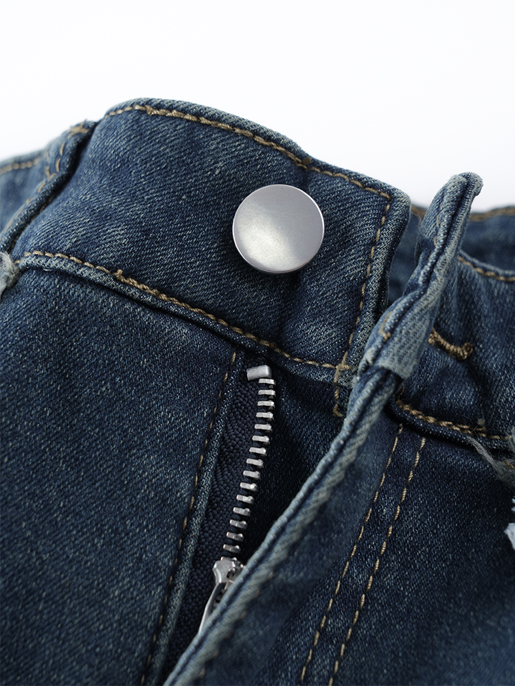 하이 웨스트 뒤 기모 와이드 데님 팬츠