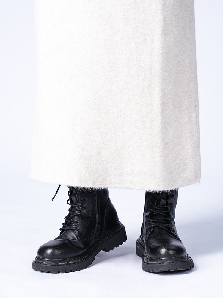 라운드 넥 니트 스커트 세트