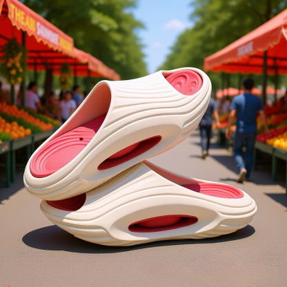 【แผ่นรองเท้าชั้นกลางแบบถอด】ได้ รองเท้าแตะสีตัดกันกันลื่นลดแรงกระแทก