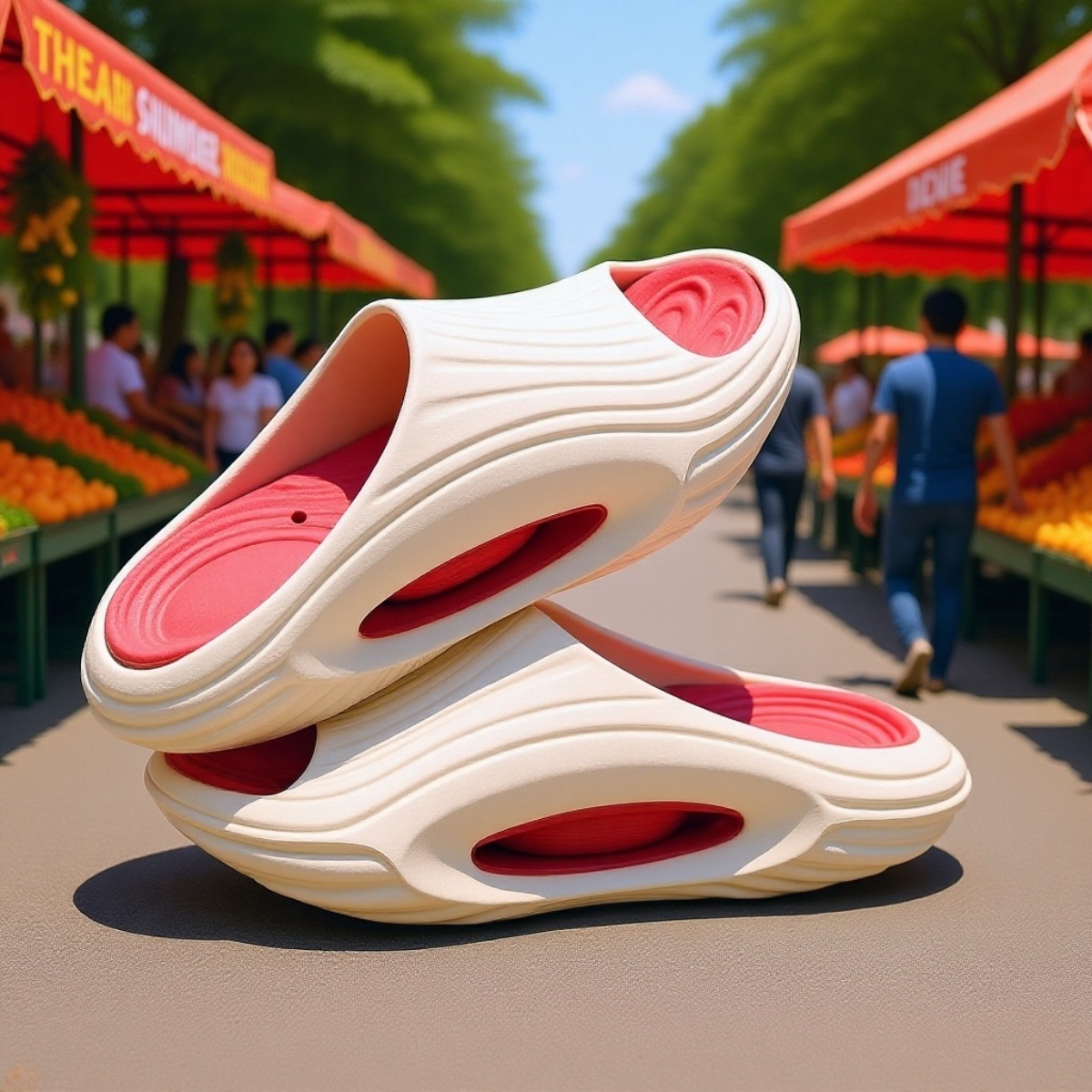 【แผ่นรองเท้าชั้นกลางแบบถอด】ได้ รองเท้าแตะสีตัดกันกันลื่นลดแรงกระแทก