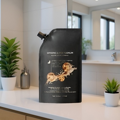 【ขจัดผมร่วง สร้างเส้นผมใหม่! 】แชมพูสมุนไพรเห็ดหลินจือดำและโชวู