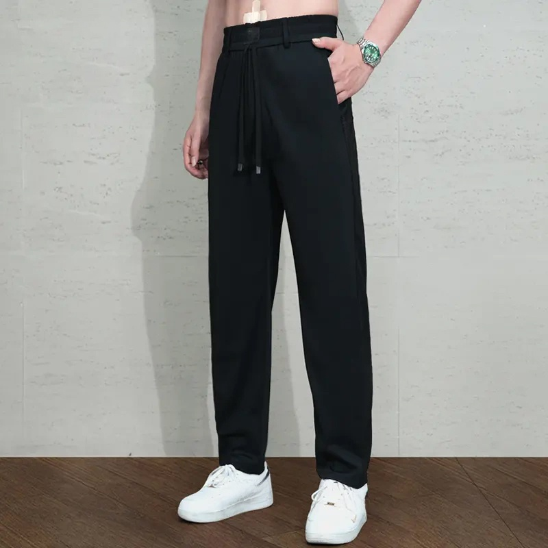 【เย็นสบายสุด ๆ】กางเกงกีฬาแห้งเร็วกันแดดผ้าไหมเย็นแบบตาข่ายสำหรับผู้ชาย