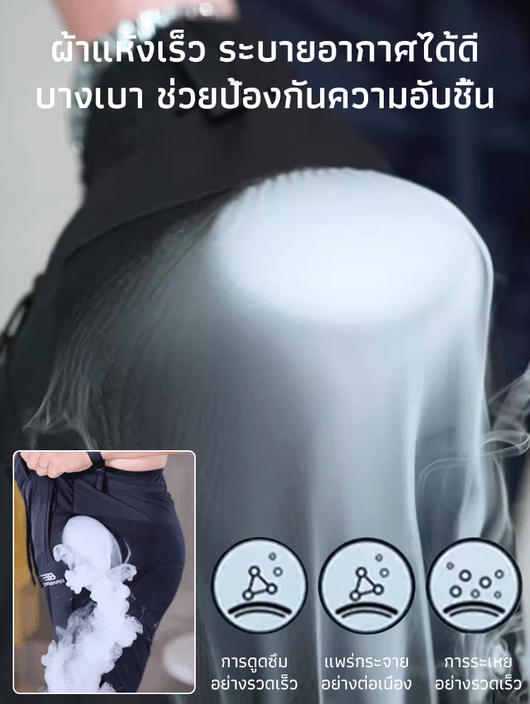 【เย็นสบายสุด ๆ】กางเกงกีฬาแห้งเร็วกันแดดผ้าไหมเย็นแบบตาข่ายสำหรับผู้ชาย