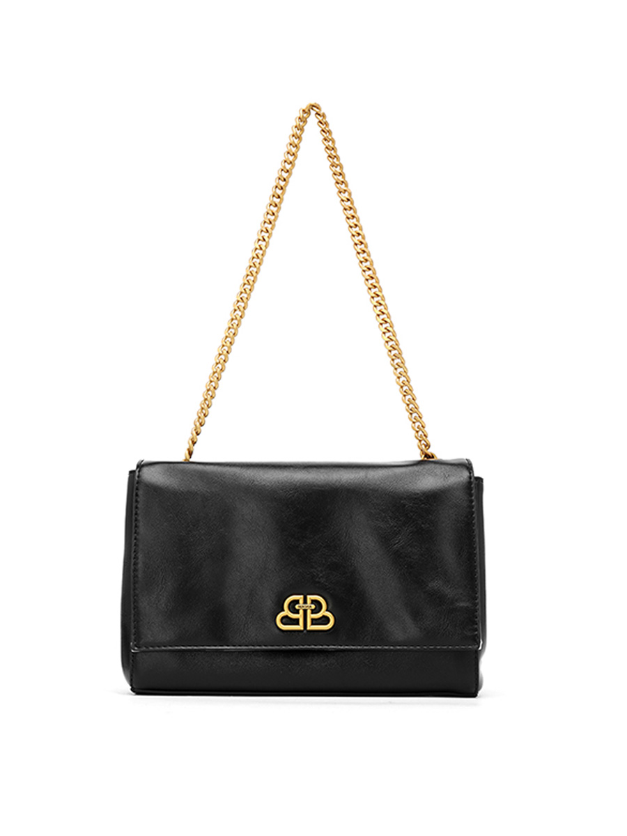 Black gold chain shoulder bag