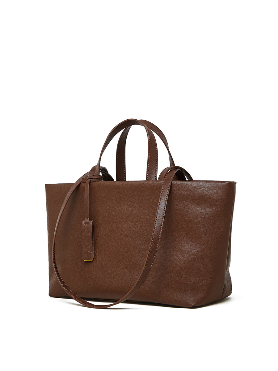 Tote bag niche crossbody vintage soft leather large capacity