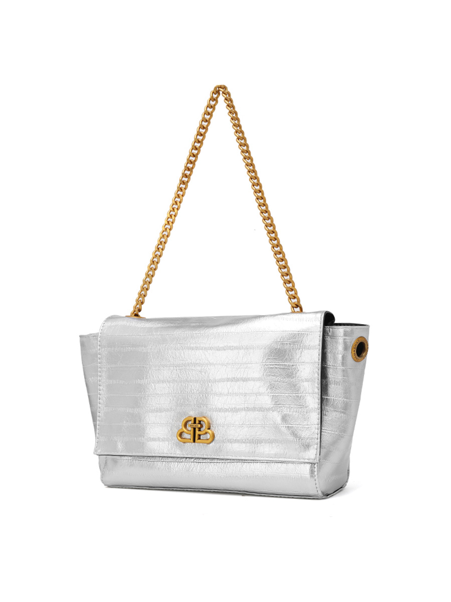 Black gold chain shoulder bag