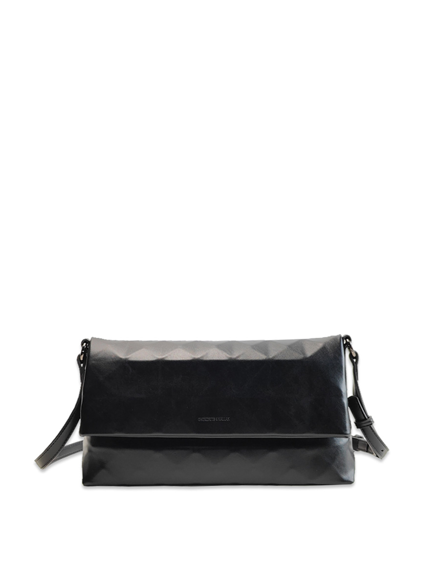 Diamond-Patterned Single-Shoulder Crossbody Commuter Bag