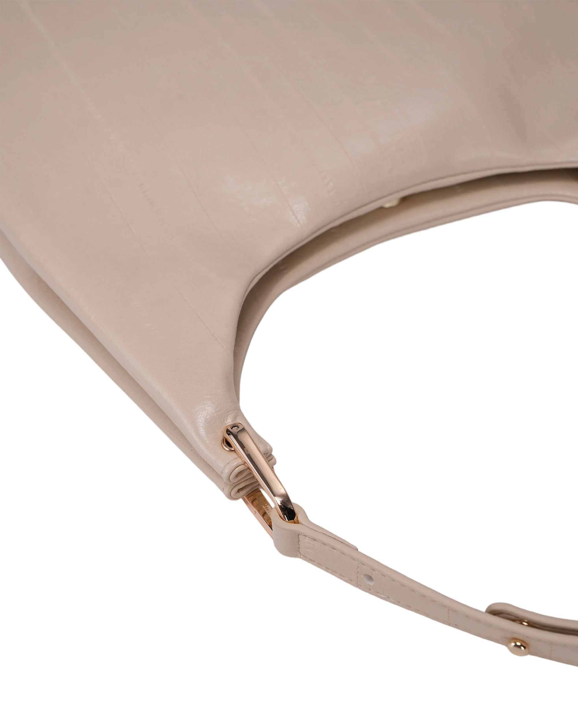 Cream-White Vertical-Stripe Shoulder Bag