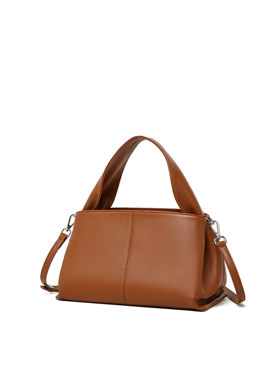 Classic Black Lychee Pattern Half Moon Bag