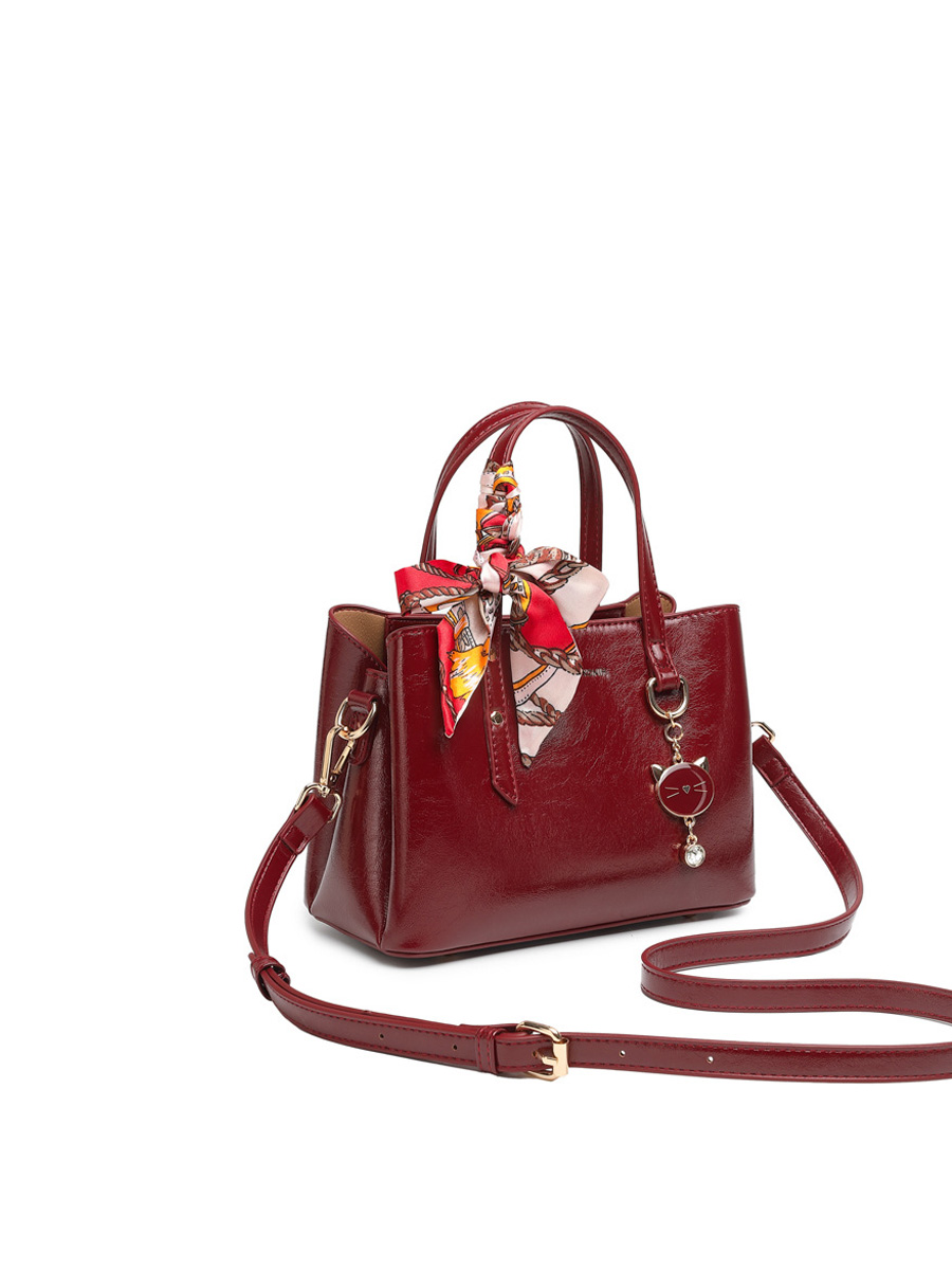 Cross-Border Handbag Fashion Oil Wax Leather Bag Women's Crossbody Large Capacity Multi-Compartment Tote Bag High-End Commuter Bag