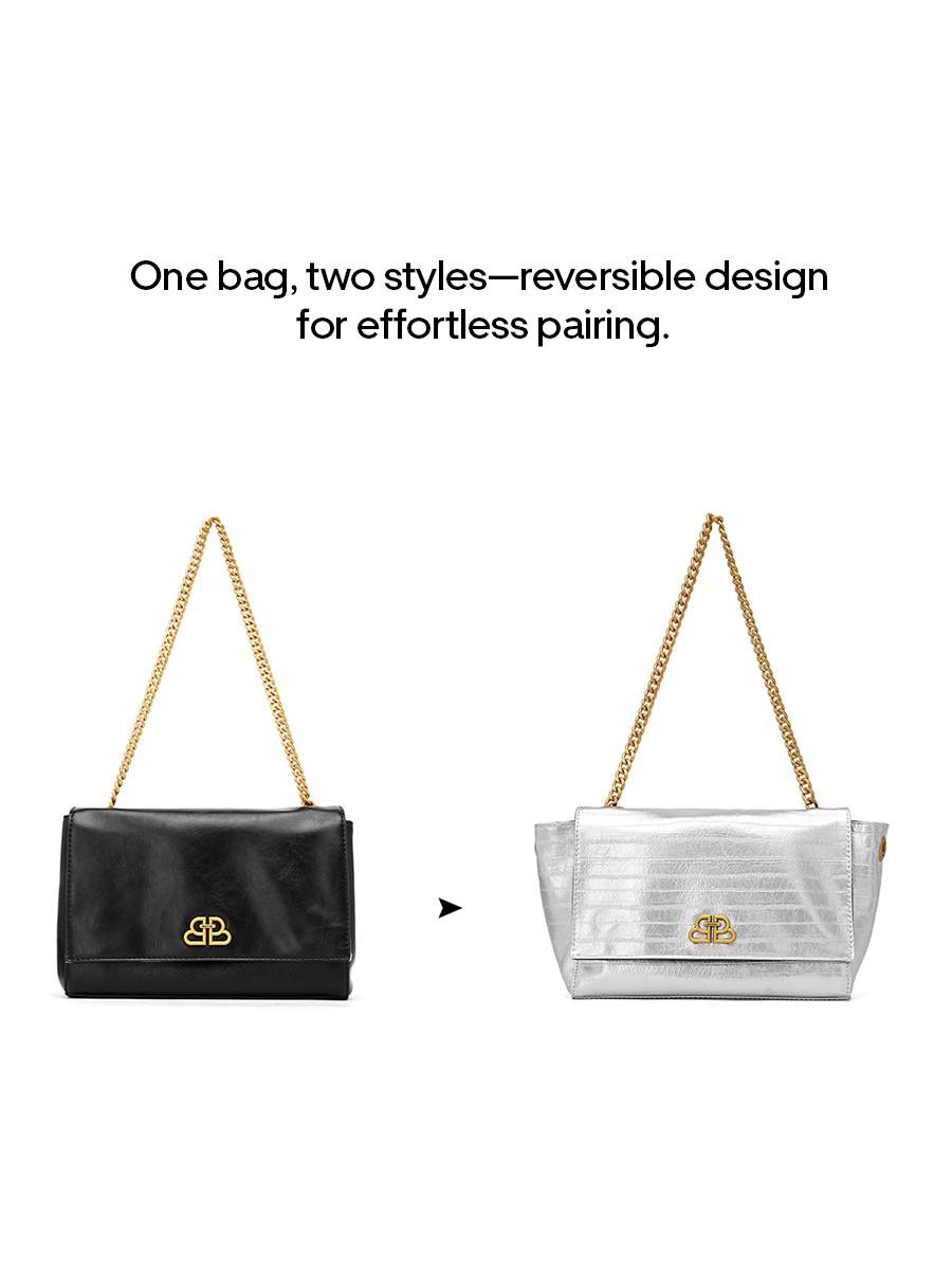 Black gold chain shoulder bag