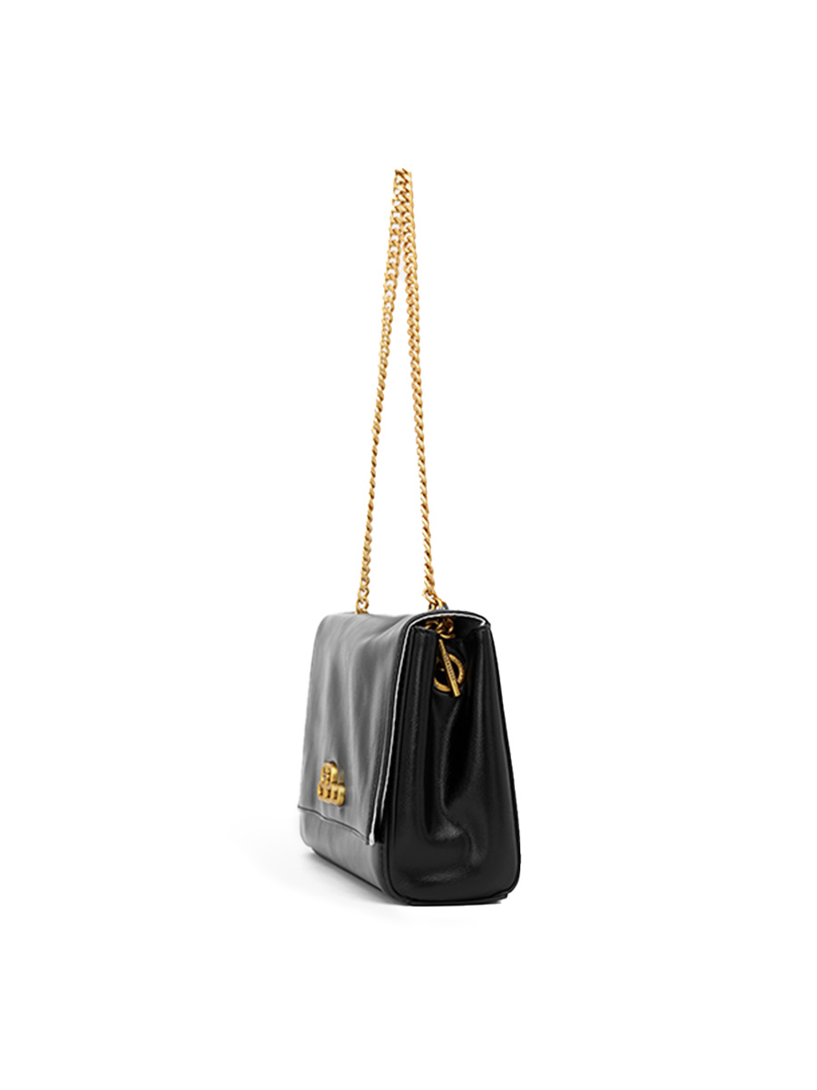 Black gold chain shoulder bag