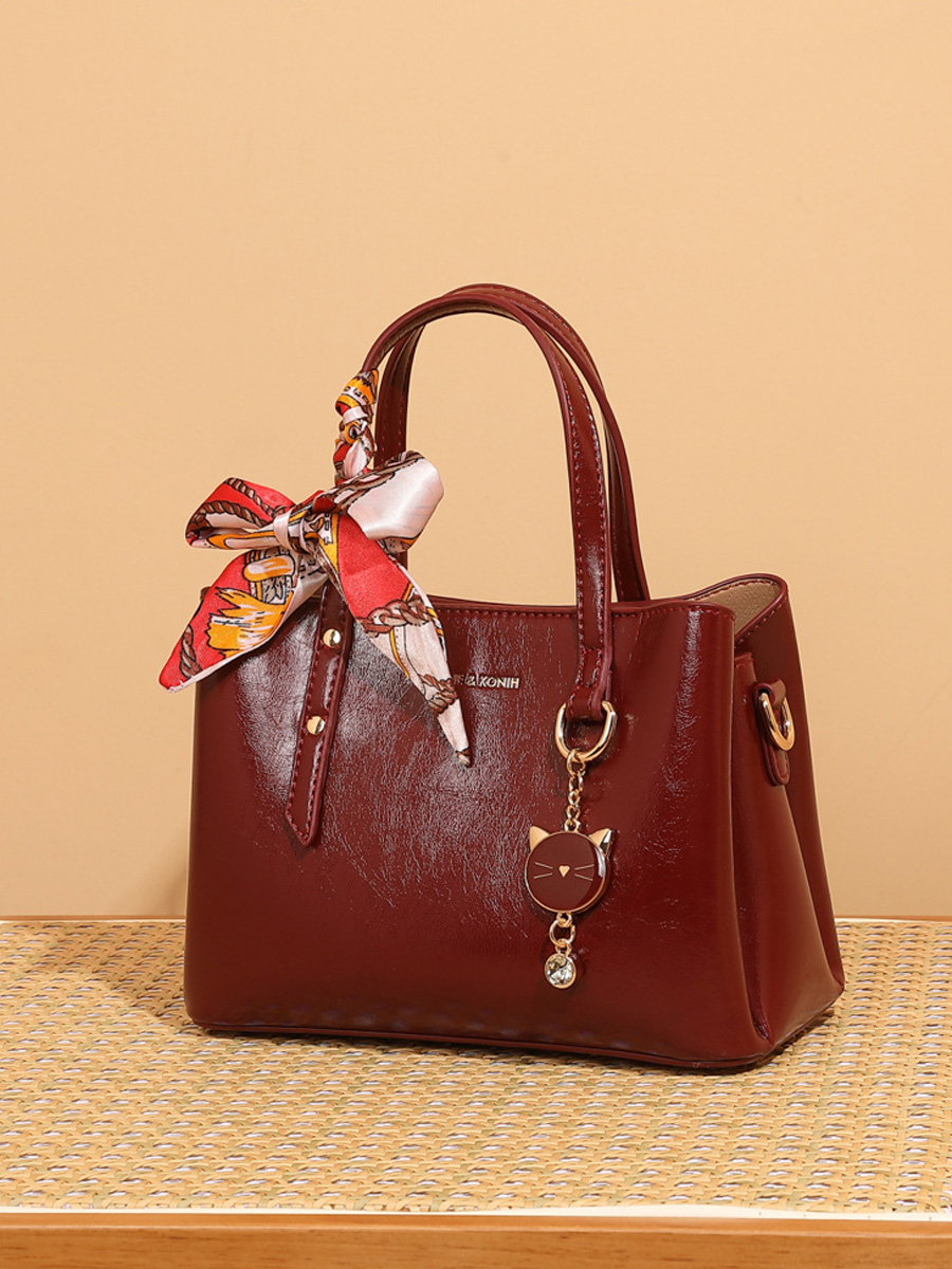 Cross-Border Handbag Fashion Oil Wax Leather Bag Women's Crossbody Large Capacity Multi-Compartment Tote Bag High-End Commuter Bag