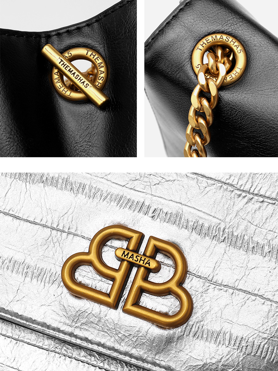 Black gold chain shoulder bag