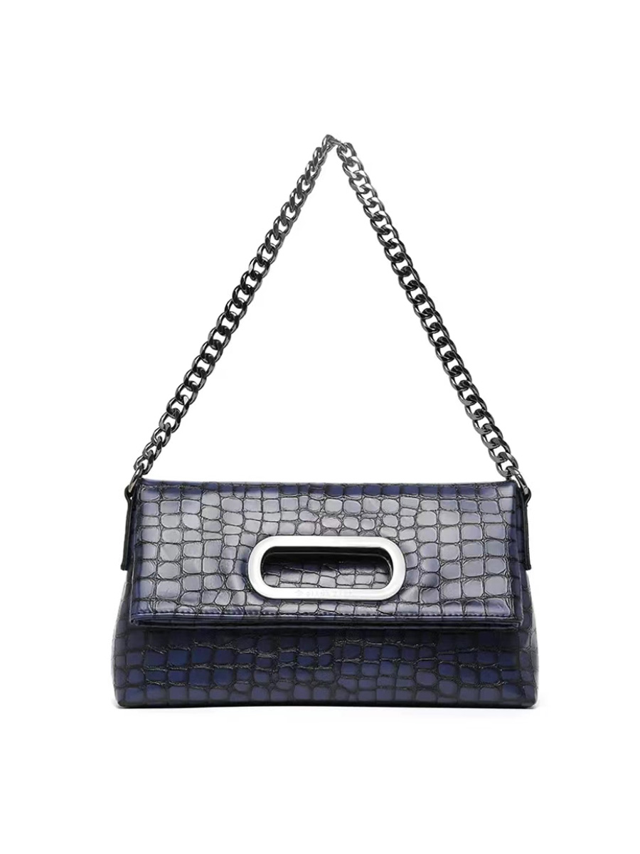 Metal Buckle Crocodile-Patterned Crossbody Bag
